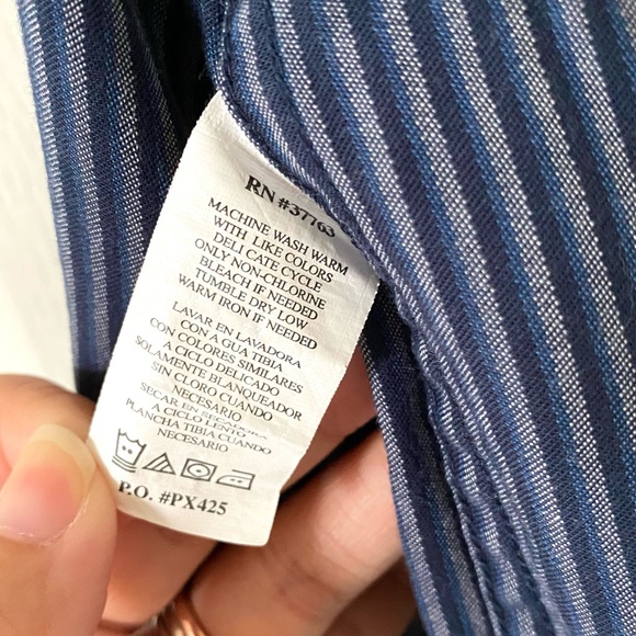 Men’s Perry Ellis Striped Button Up Dress Shirt - Picture 5 of 7